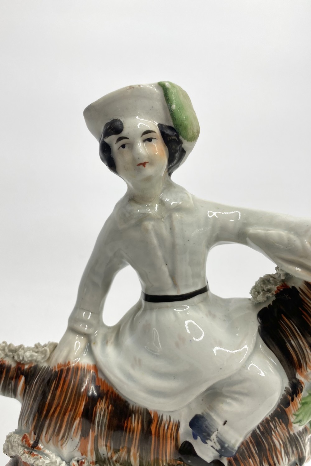 Pair Staffordshire Royal Children on goats, c. 1850. View V
