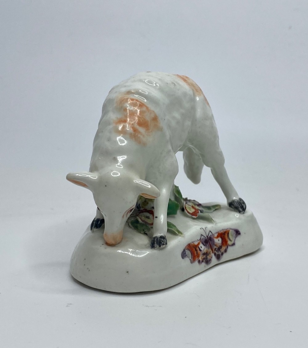 Rare Derby porcelain sheep grazing, c. 1760. View II