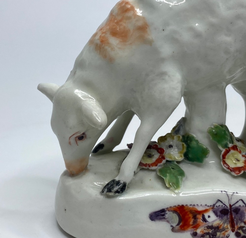 Rare Derby porcelain sheep grazing, c. 1760. View VII