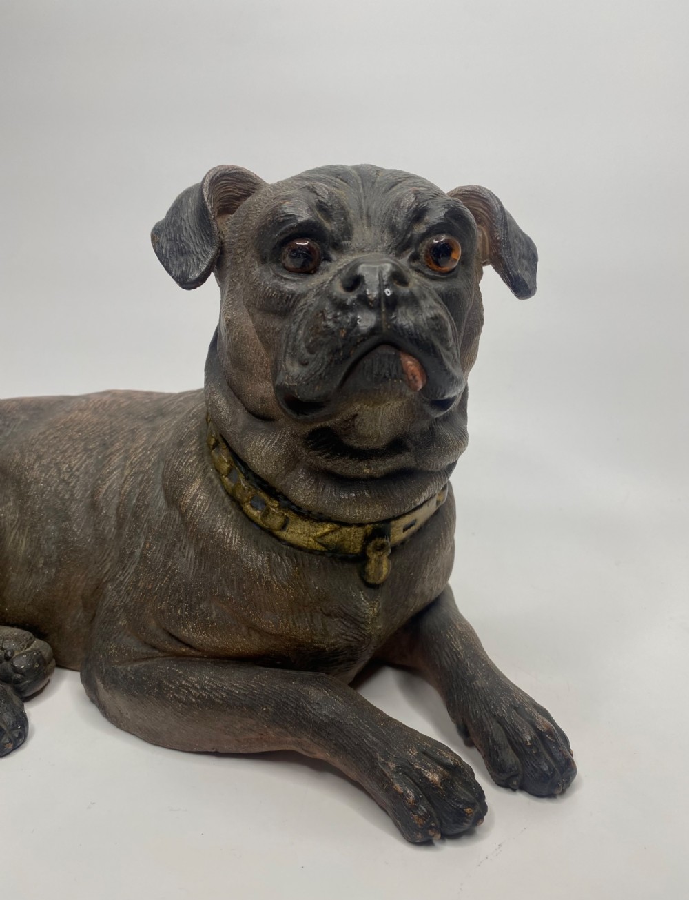 Austrian terracotta pug dog, c. 1890. View II