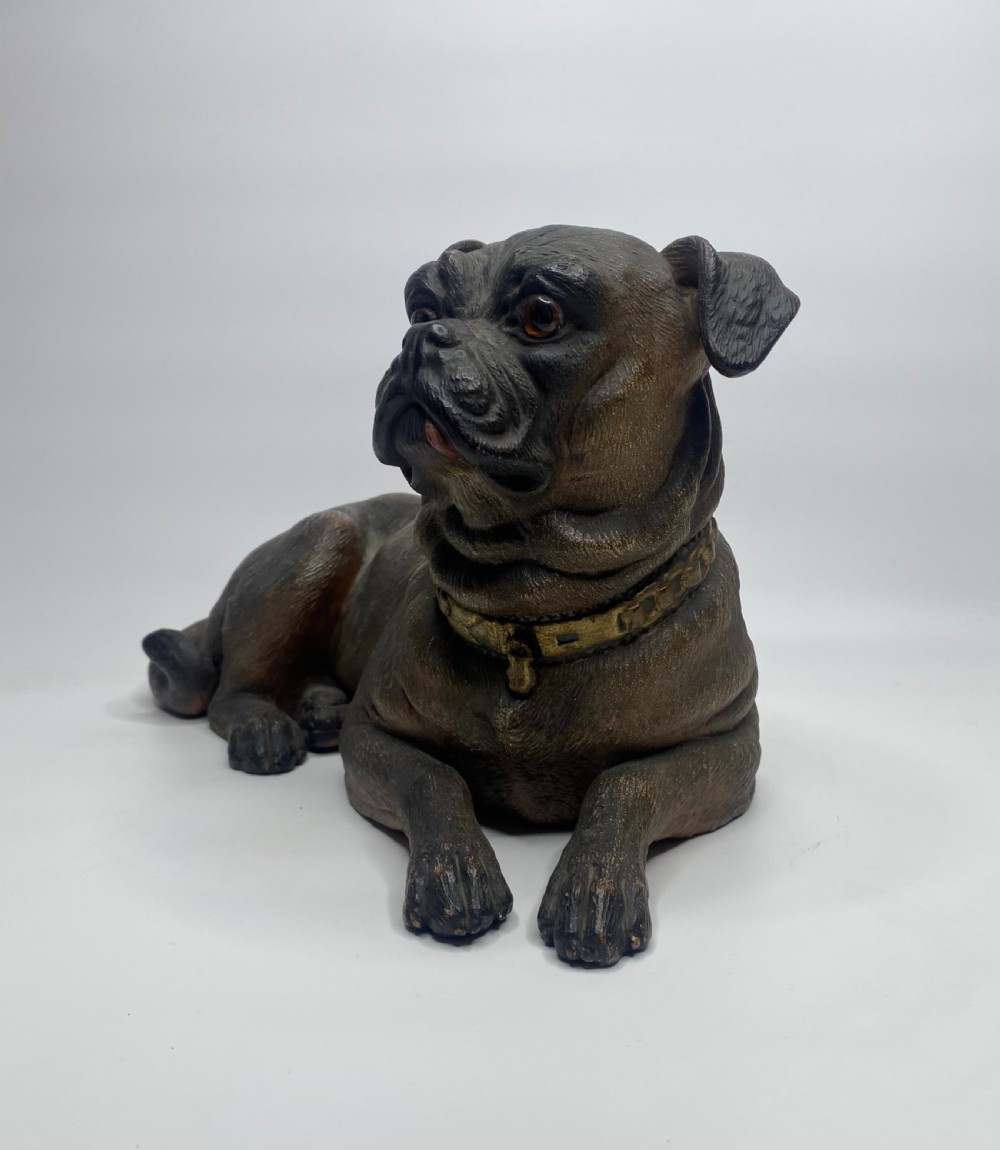 Austrian terracotta pug dog, c. 1890. View III