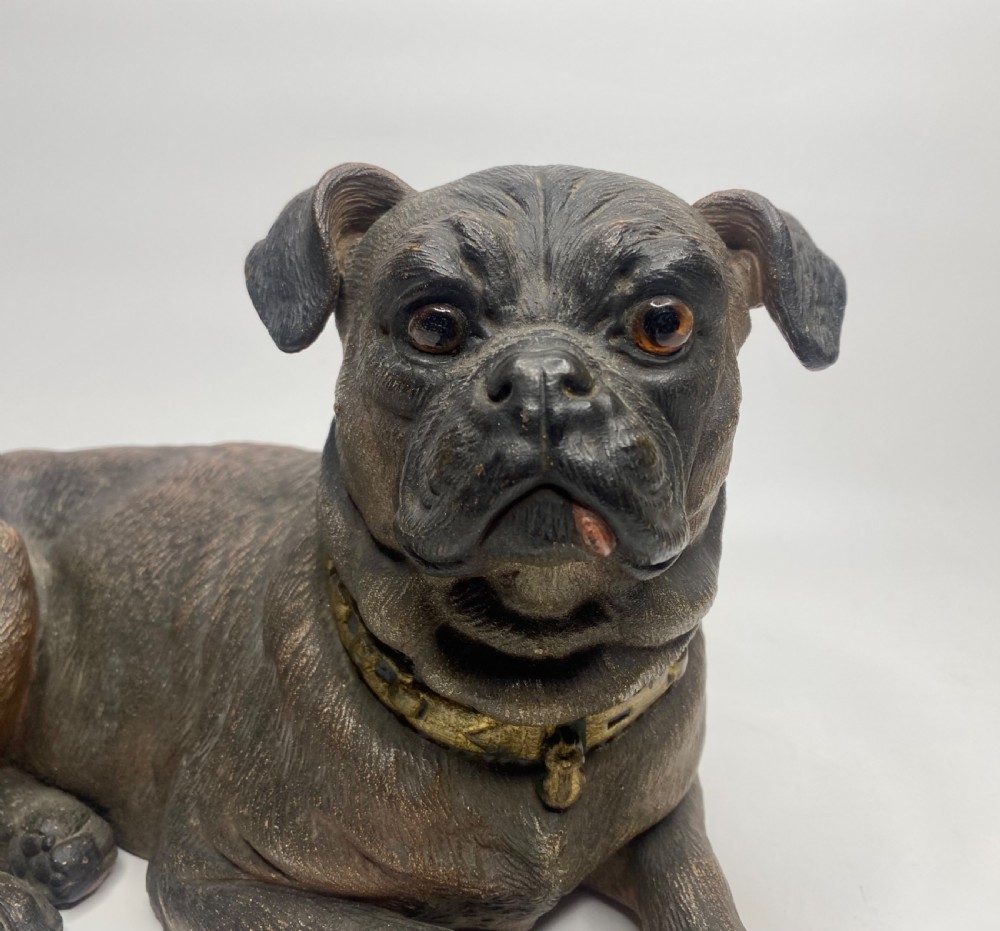 Austrian terracotta pug dog, c. 1890. View X