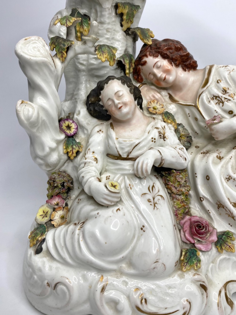 Rare Staffordshire porcelaneous Babes in the Woods group, c. 1830. View II
