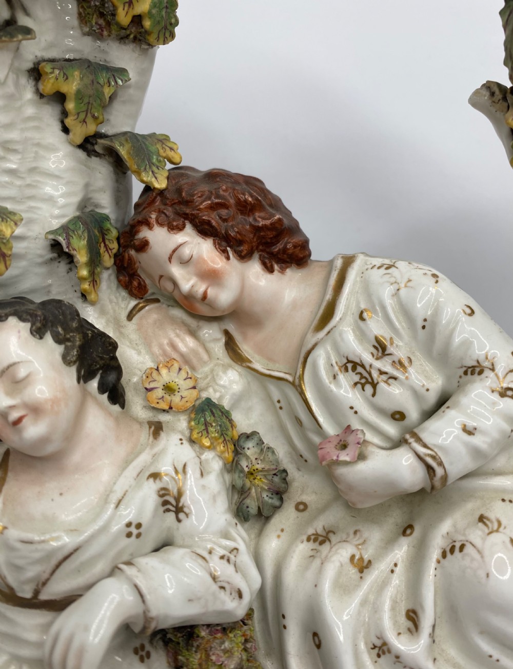 Rare Staffordshire porcelaneous Babes in the Woods group, c. 1830. View III