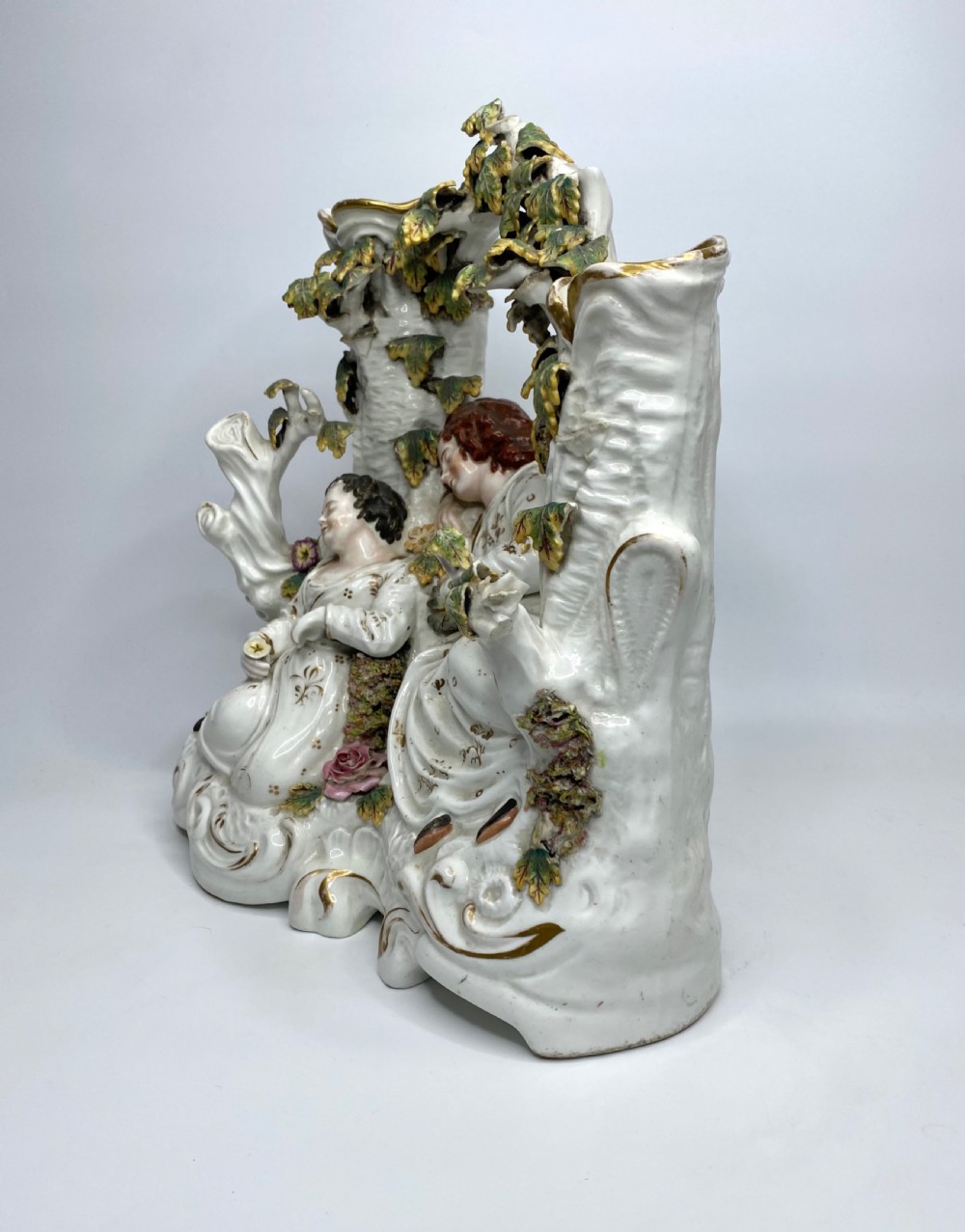 Rare Staffordshire porcelaneous Babes in the Woods group, c. 1830. View IV