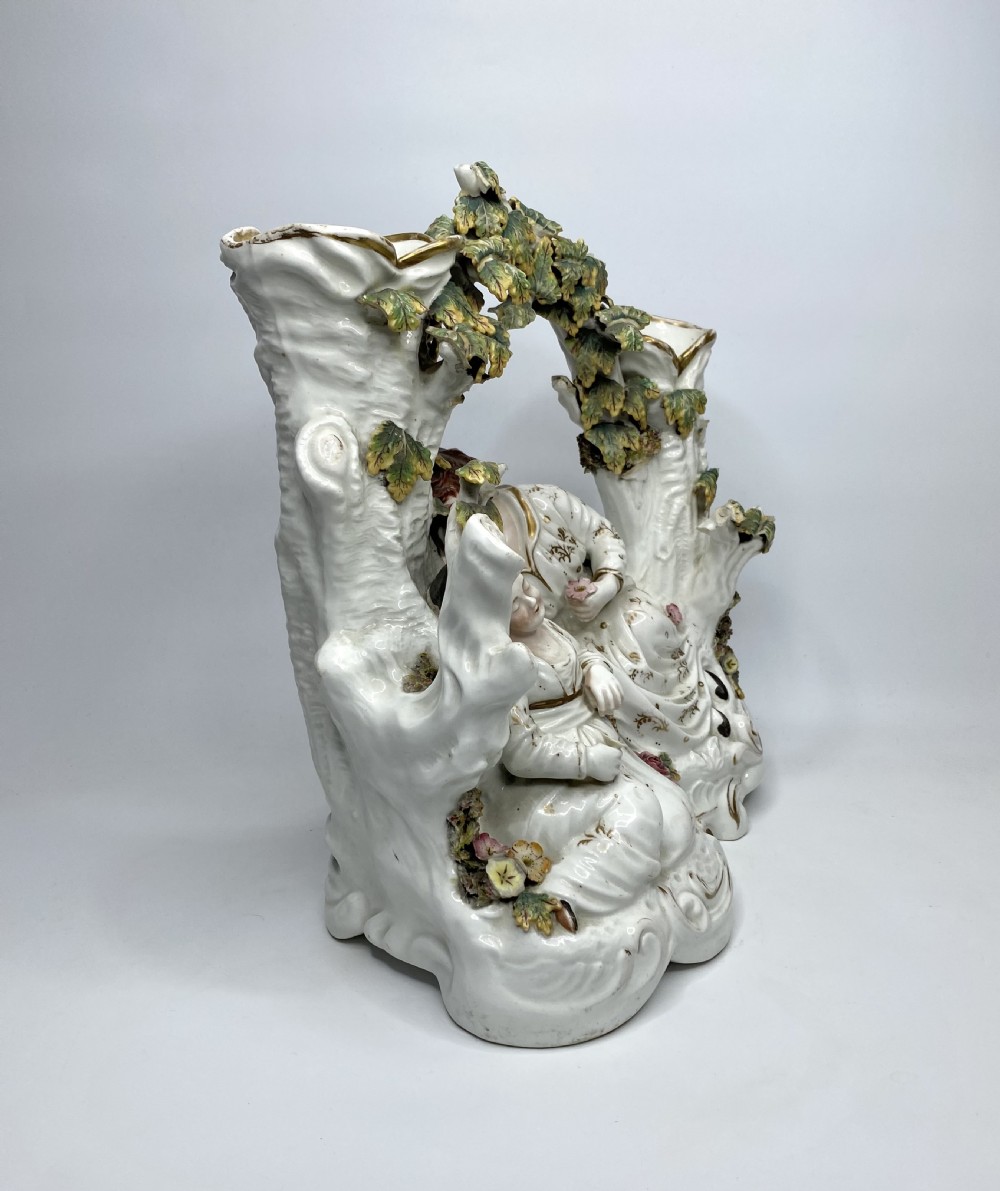 Rare Staffordshire porcelaneous Babes in the Woods group, c. 1830. View V