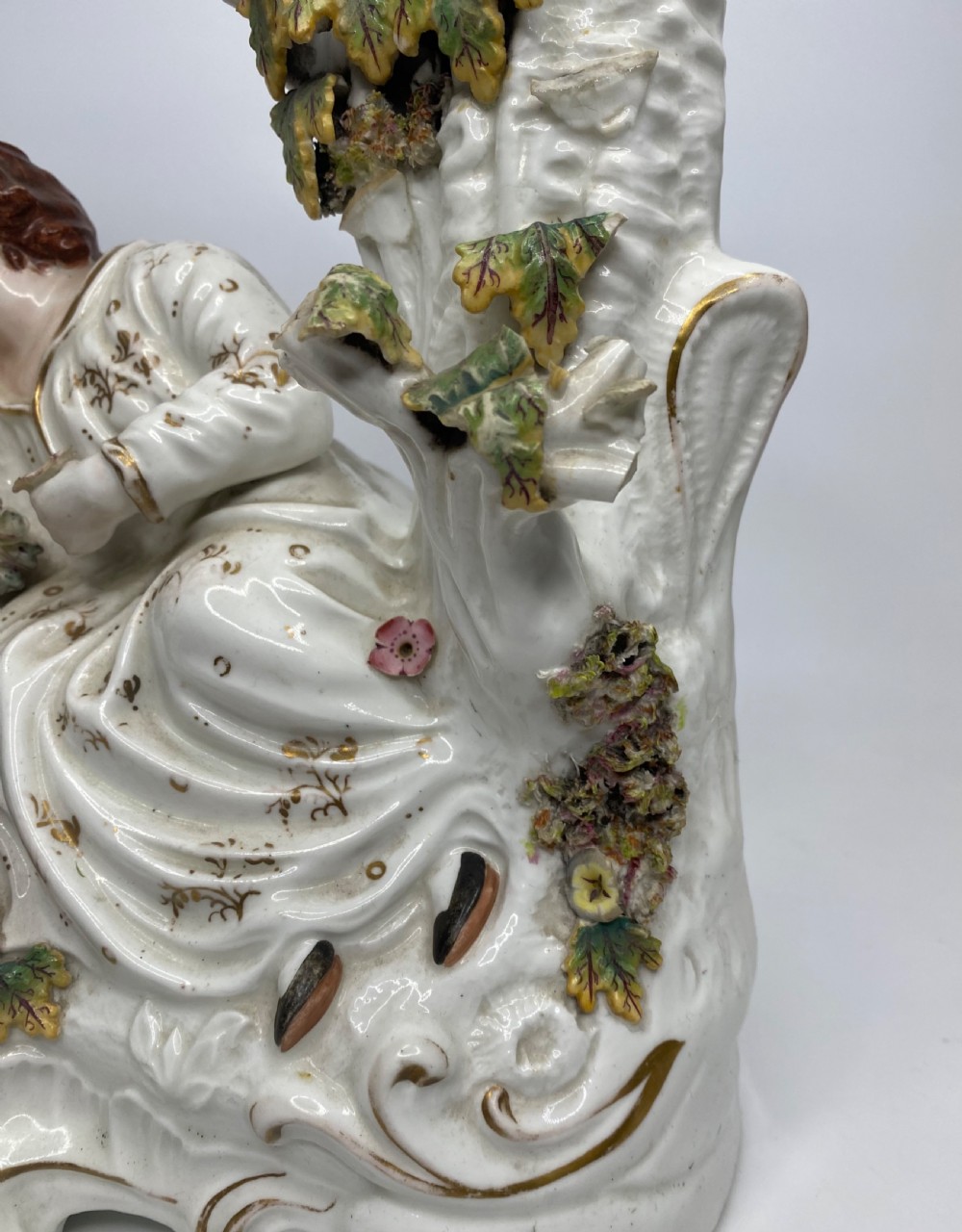 Rare Staffordshire porcelaneous Babes in the Woods group, c. 1830. View IX