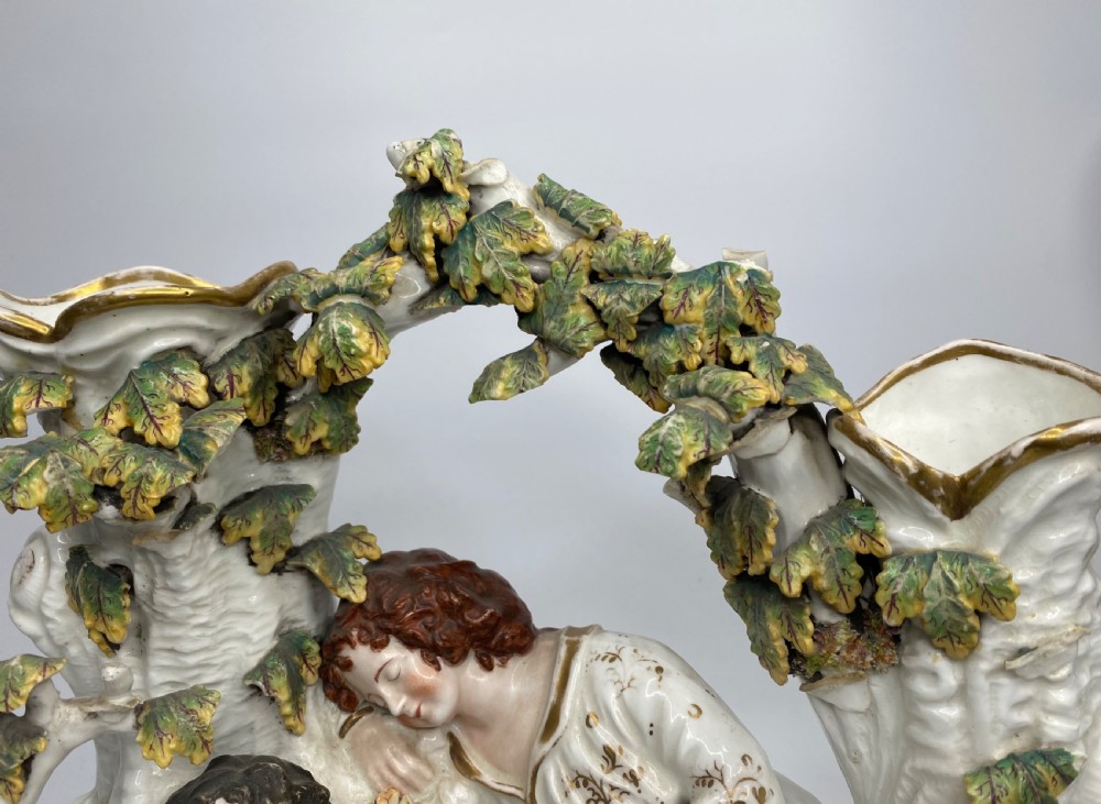 Rare Staffordshire porcelaneous Babes in the Woods group, c. 1830. View X