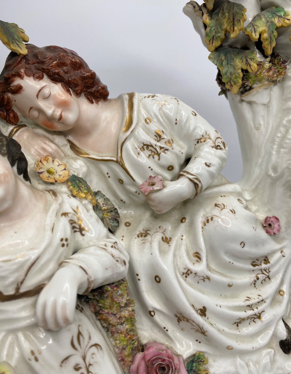 Rare Staffordshire porcelaneous Babes in the Woods group, c. 1830. View XI