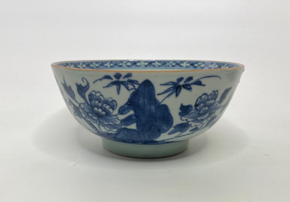 Chinese porcelain bowl, Flowering plants, c. 1760. Qianlong Period.