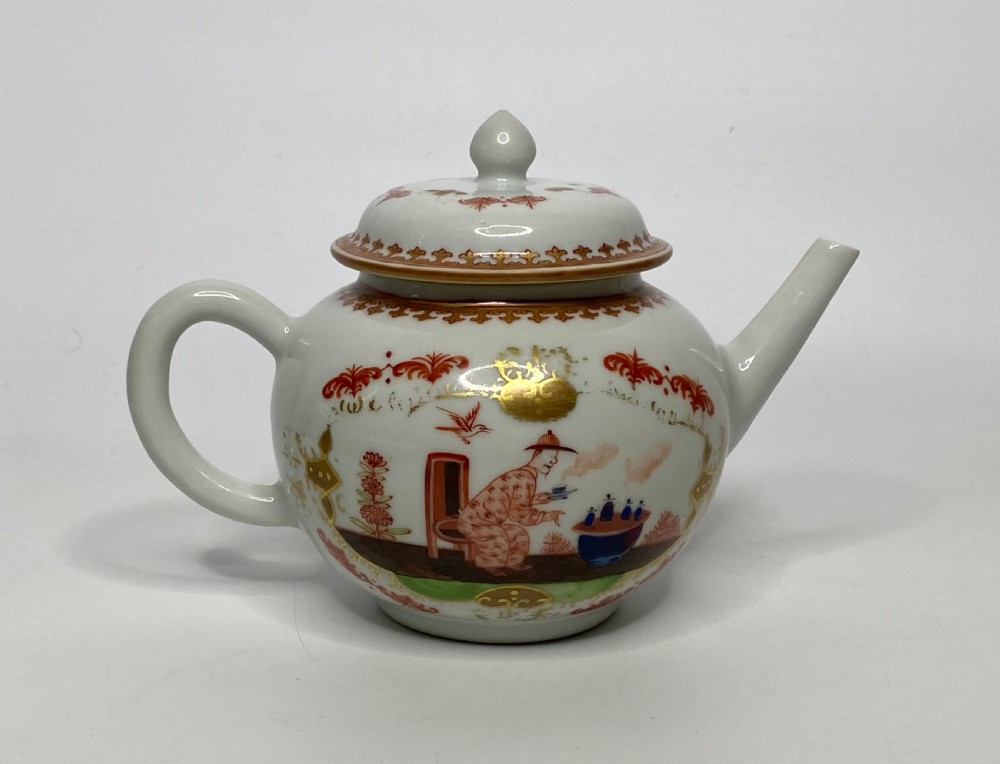 Chinese porcelain teapot, Meissen style, c. 1750. Qianlong Period. View III