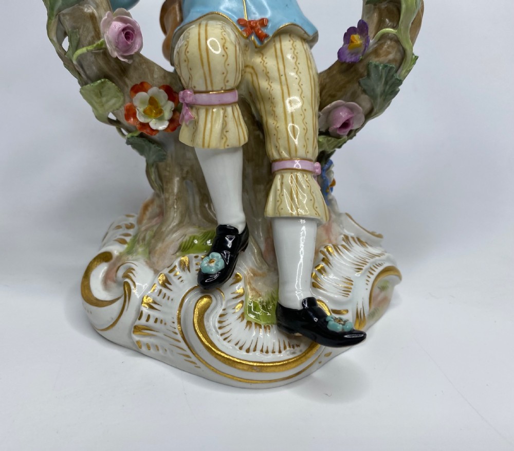 Pair Meissen porcelain candelabra, c. 1870. View IV