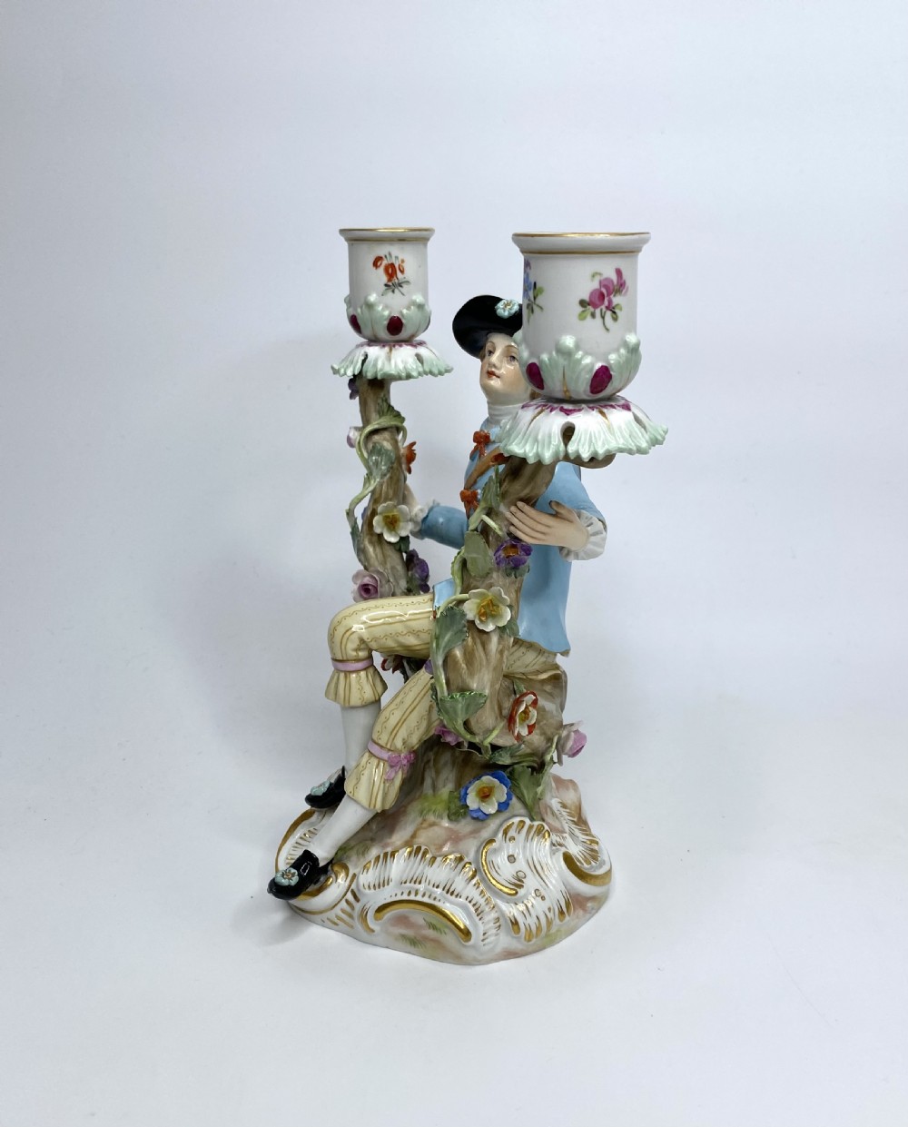 Pair Meissen porcelain candelabra, c. 1870. View VIII