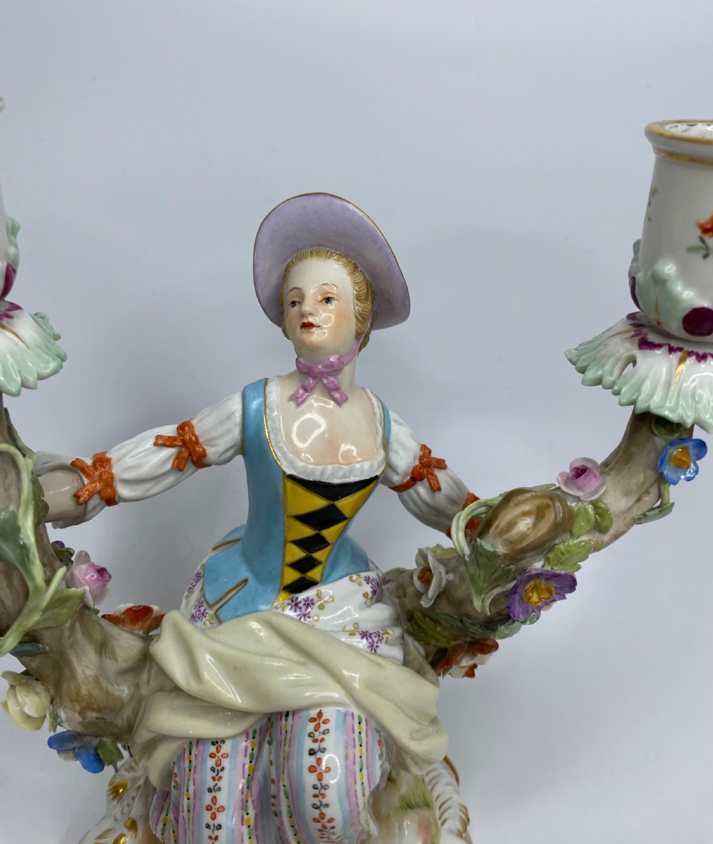 Pair Meissen porcelain candelabra, c. 1870. View XI