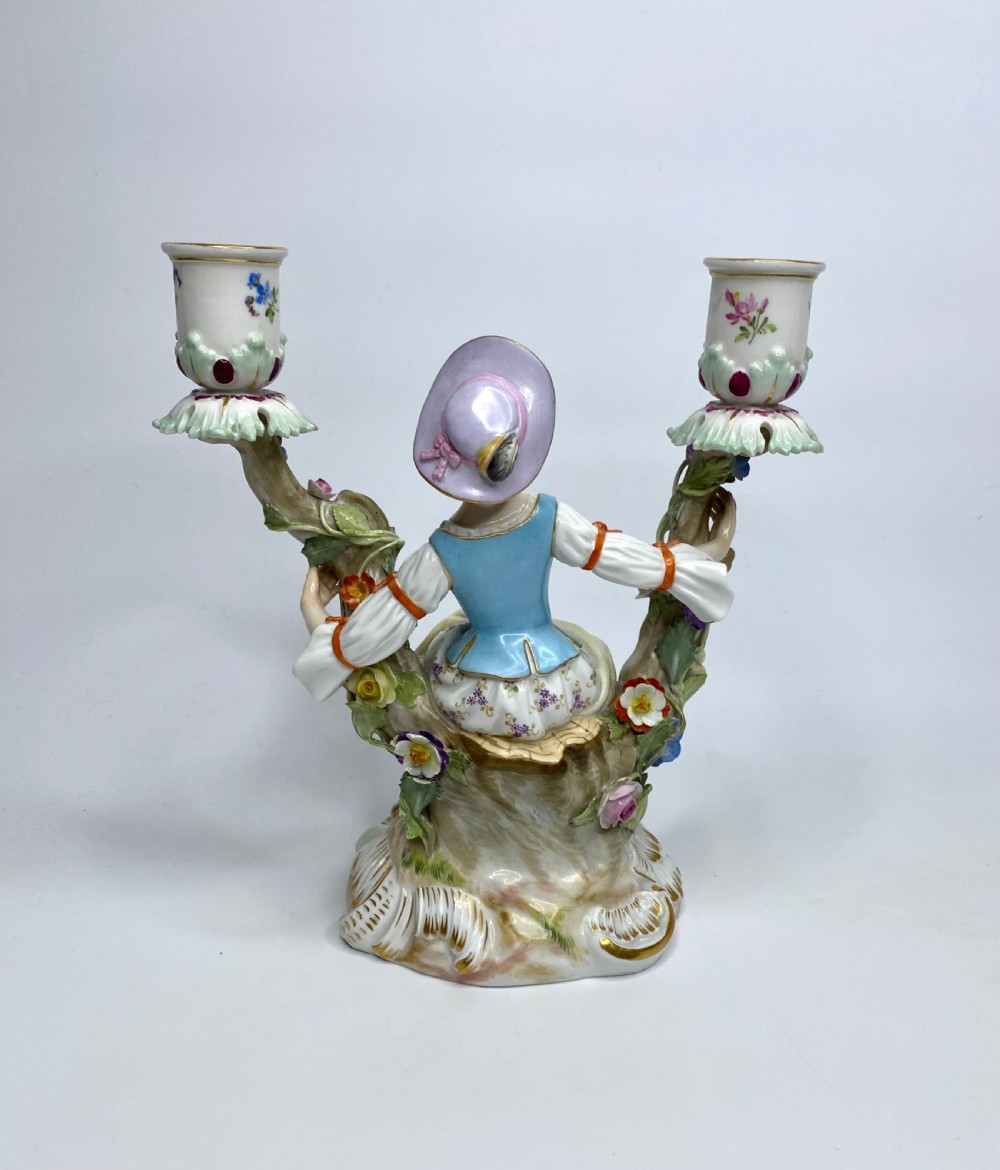 Pair Meissen porcelain candelabra, c. 1870. View XIV