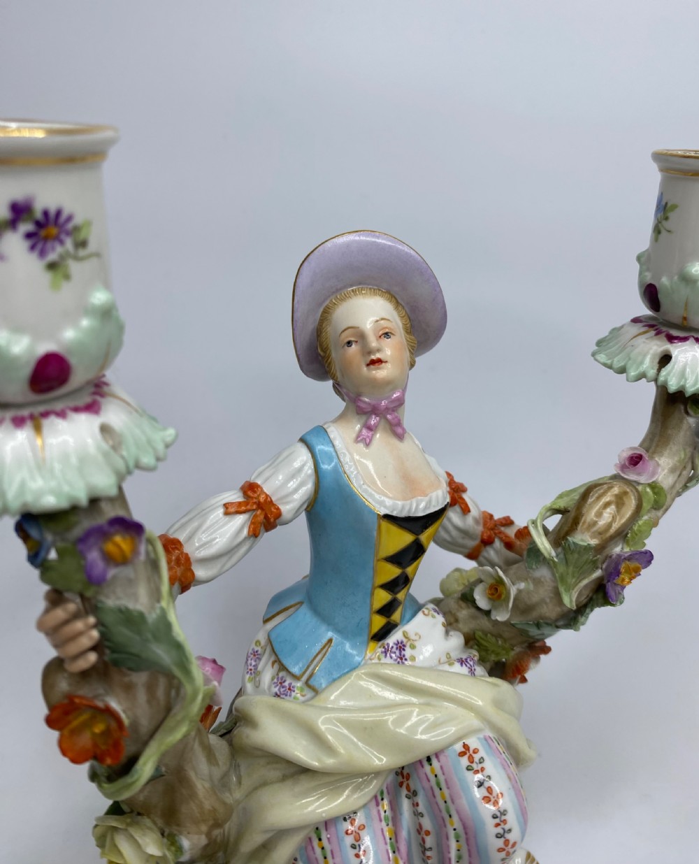 Pair Meissen porcelain candelabra, c. 1870. View XVI