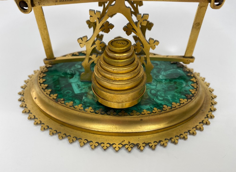 Malachite postal scales, Halstaff & Hannaford, London, c. 1850. View III