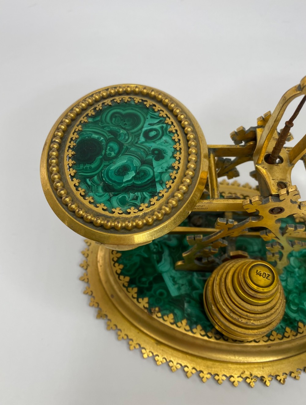 Malachite postal scales, Halstaff & Hannaford, London, c. 1850. View IV
