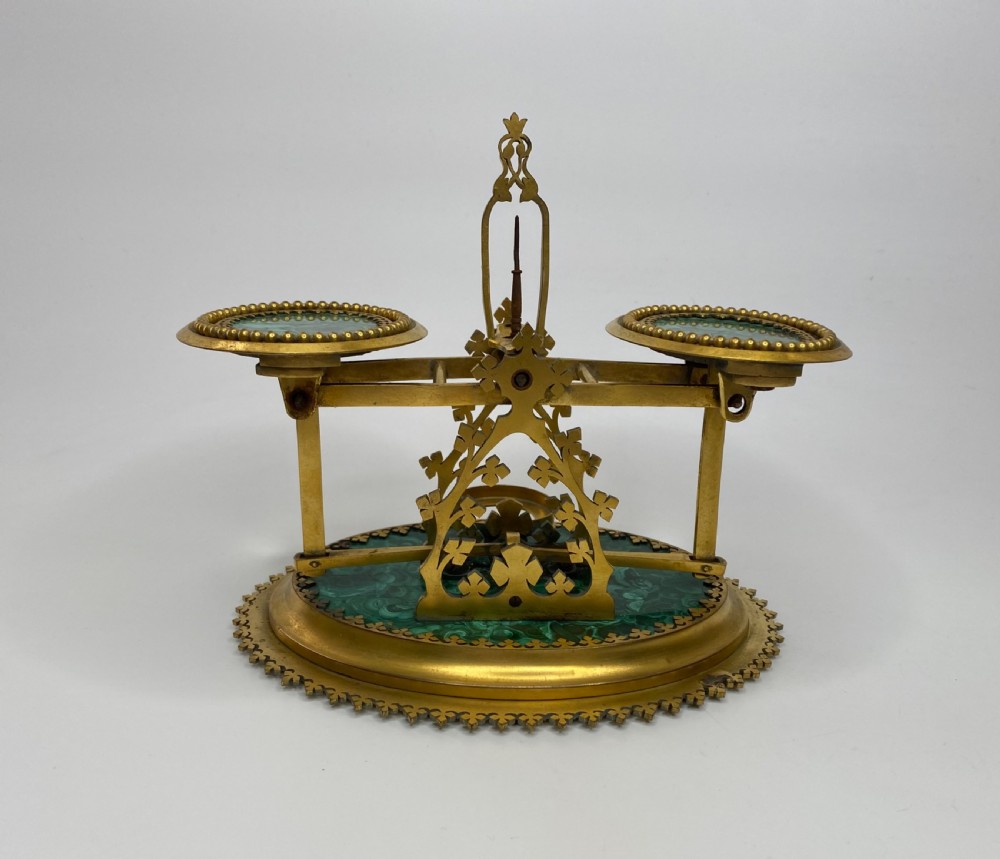 Malachite postal scales, Halstaff & Hannaford, London, c. 1850. View IX