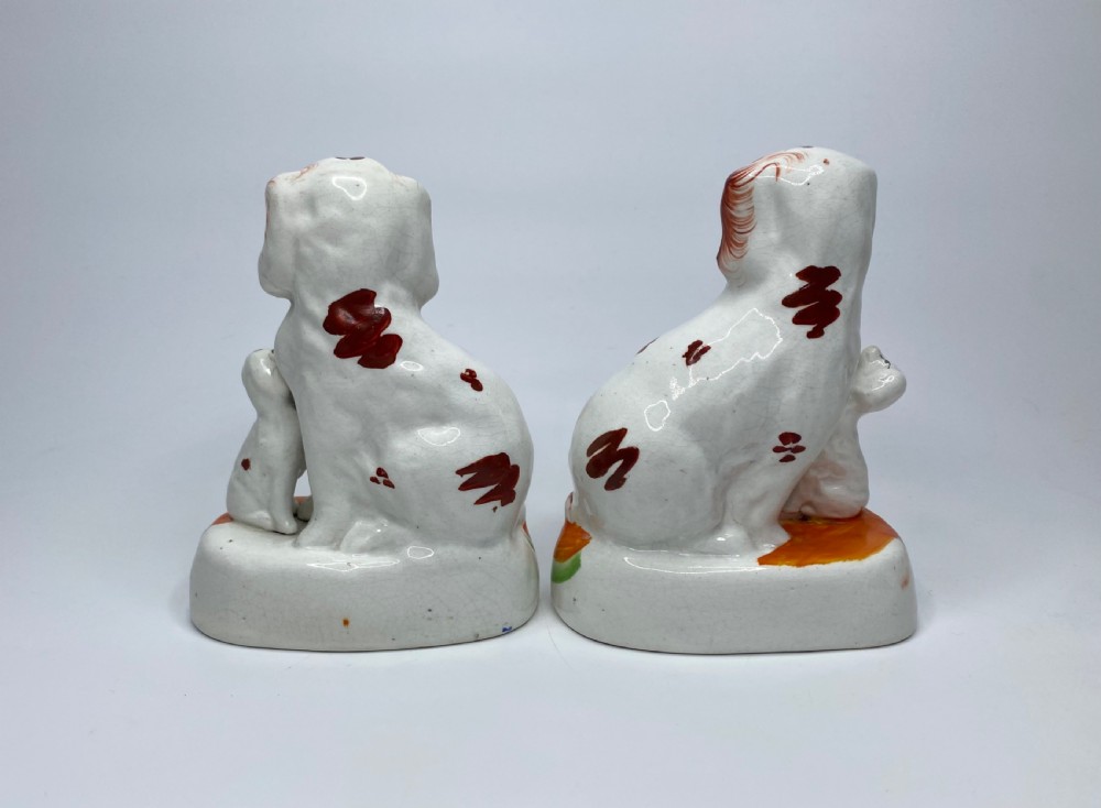Pair Staffordshire Spaniel groups, c. 1850. View II