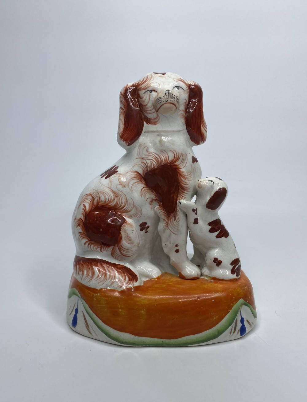 Pair Staffordshire Spaniel groups, c. 1850. View III