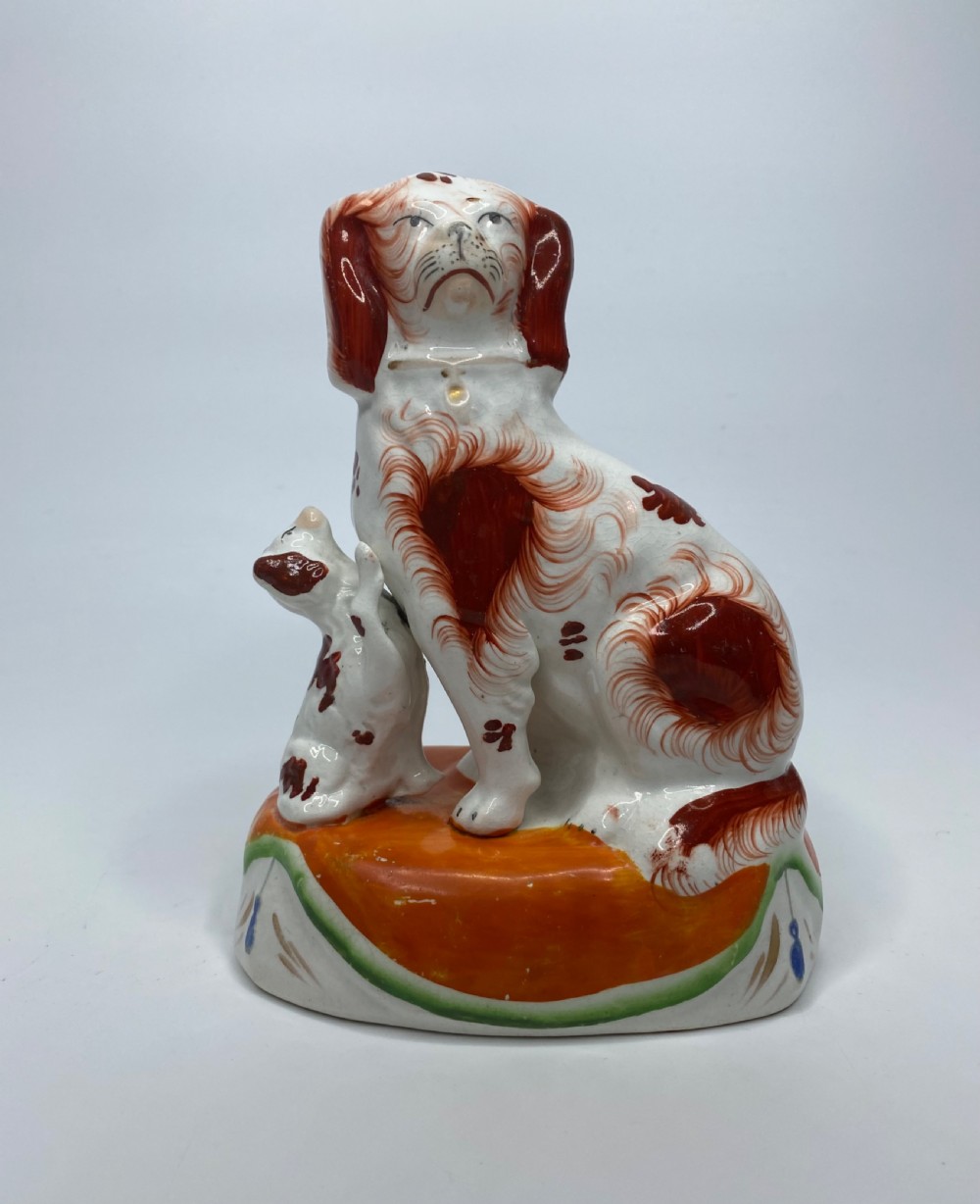 Pair Staffordshire Spaniel groups, c. 1850. View IV