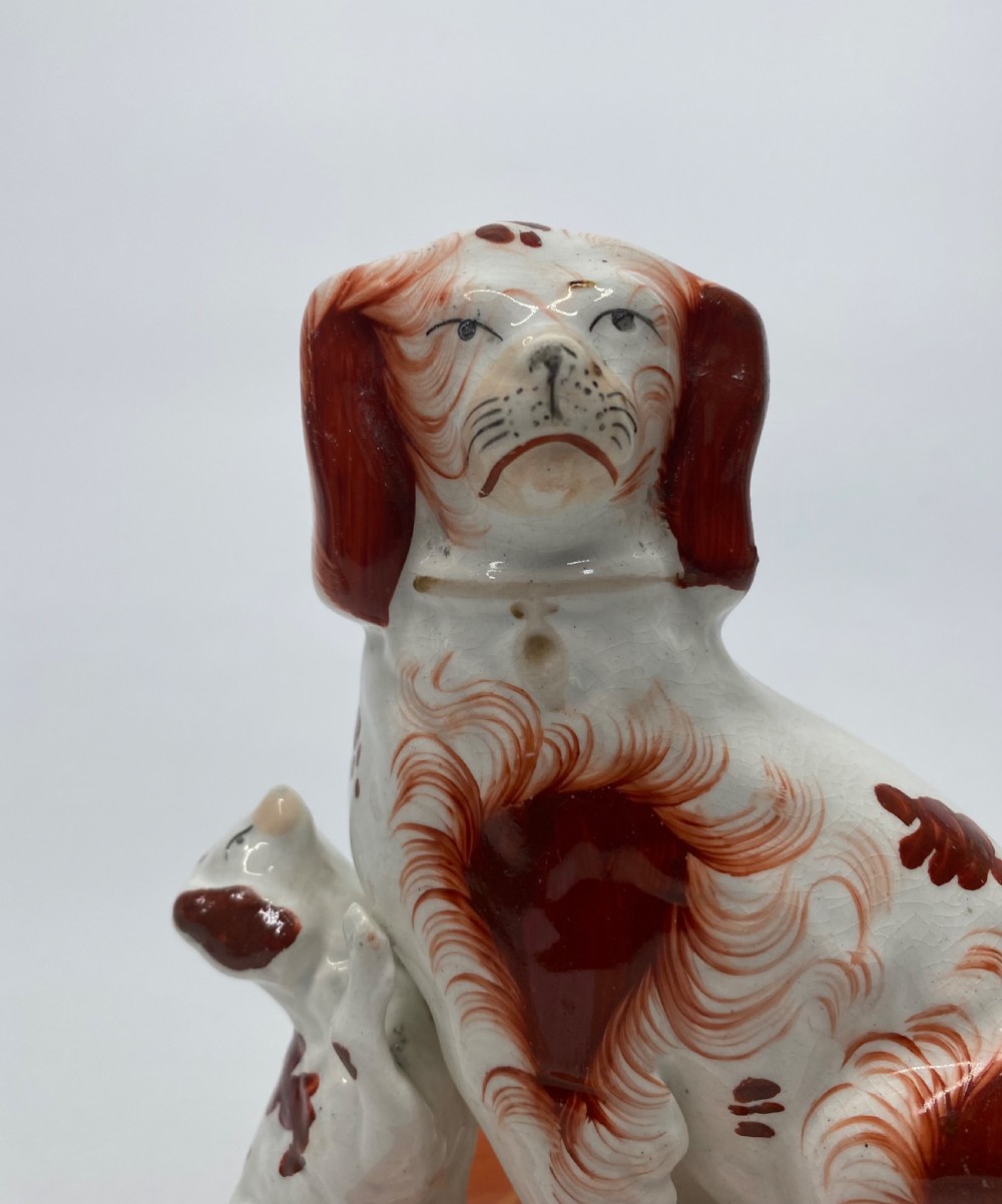 Pair Staffordshire Spaniel groups, c. 1850. View V