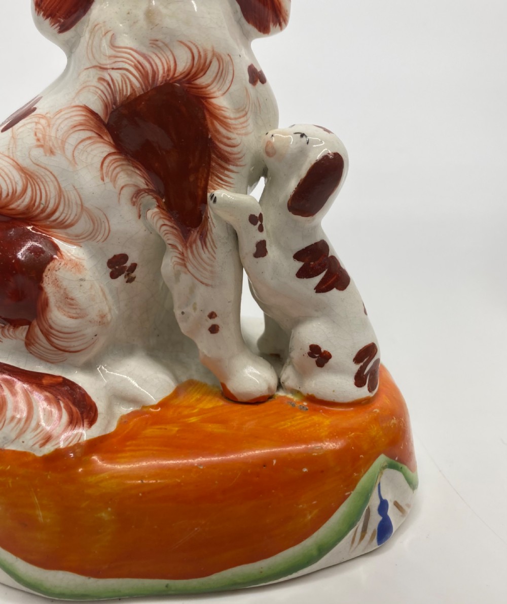 Pair Staffordshire Spaniel groups, c. 1850. View VI
