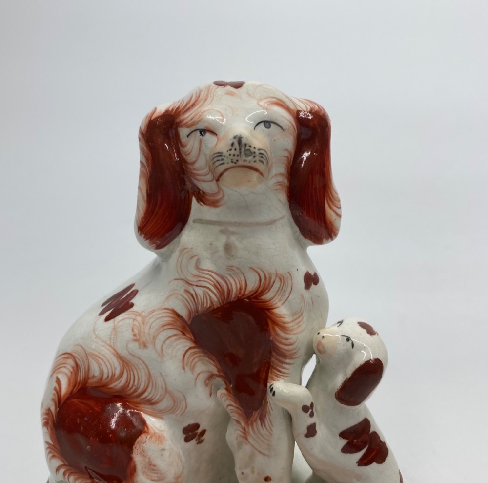 Pair Staffordshire Spaniel groups, c. 1850. View VII