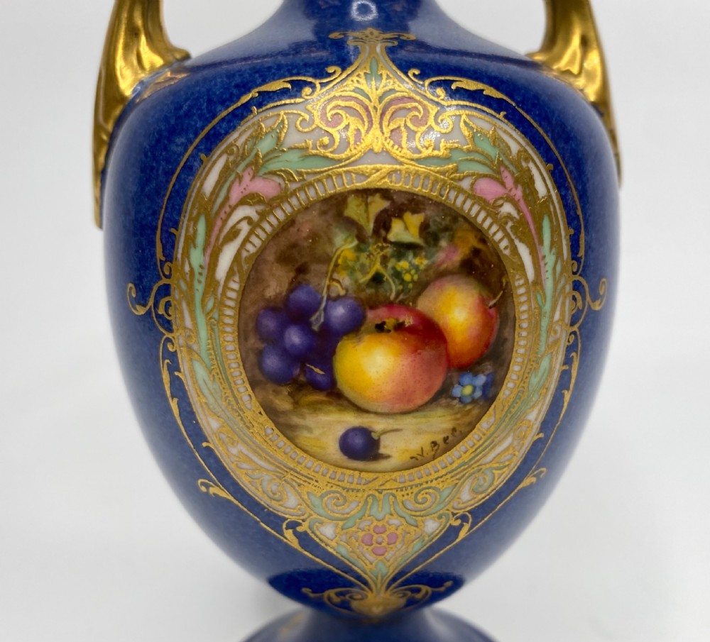 Pair Royal Worcester ‘Fruit’ vases, W.Bee, dated 1923. View III