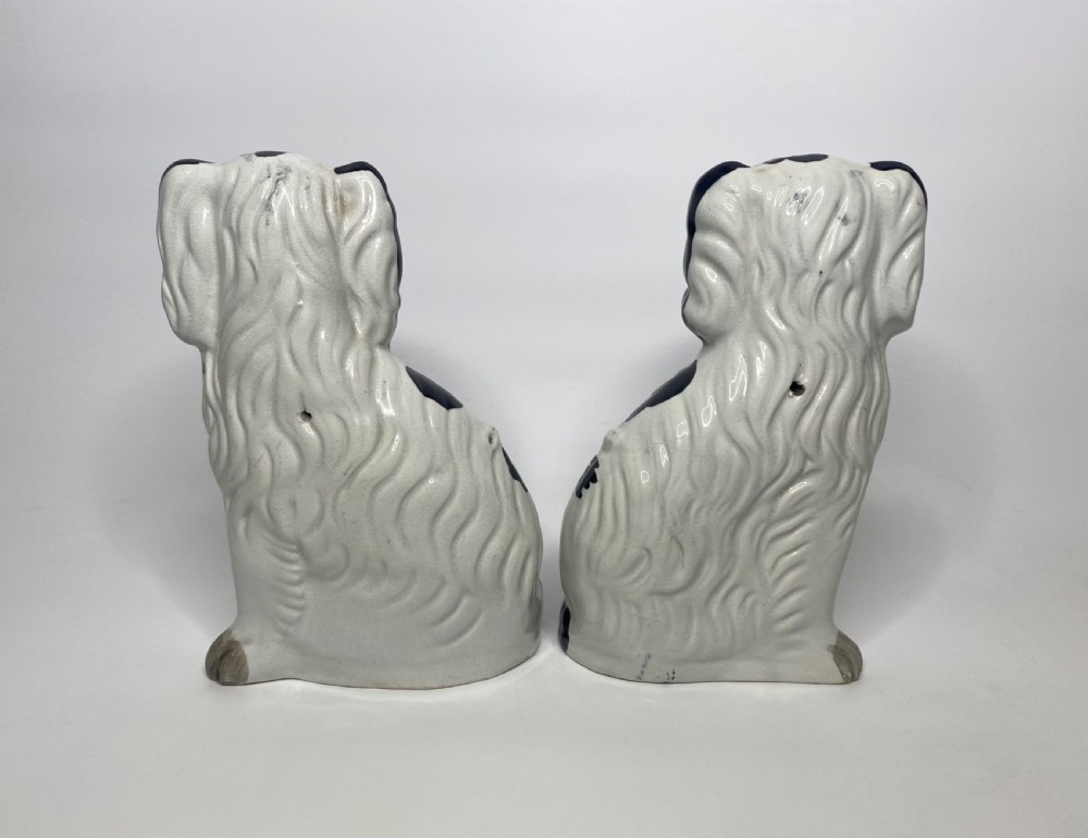 Pair Staffordshire pottery Spaniels, c. 1850. View II