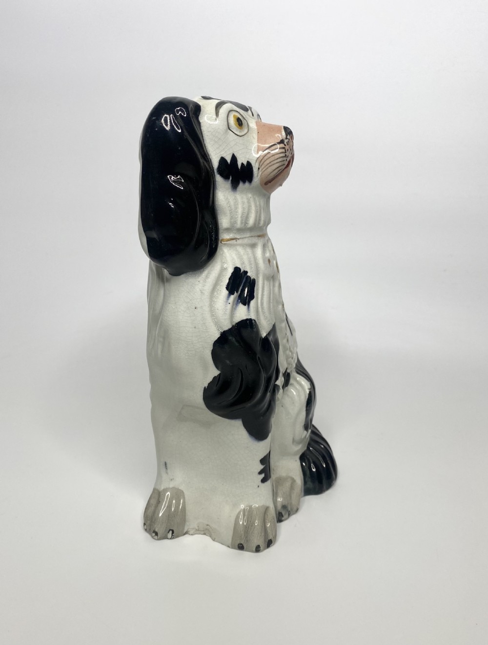 Pair Staffordshire pottery Spaniels, c. 1850. View IX