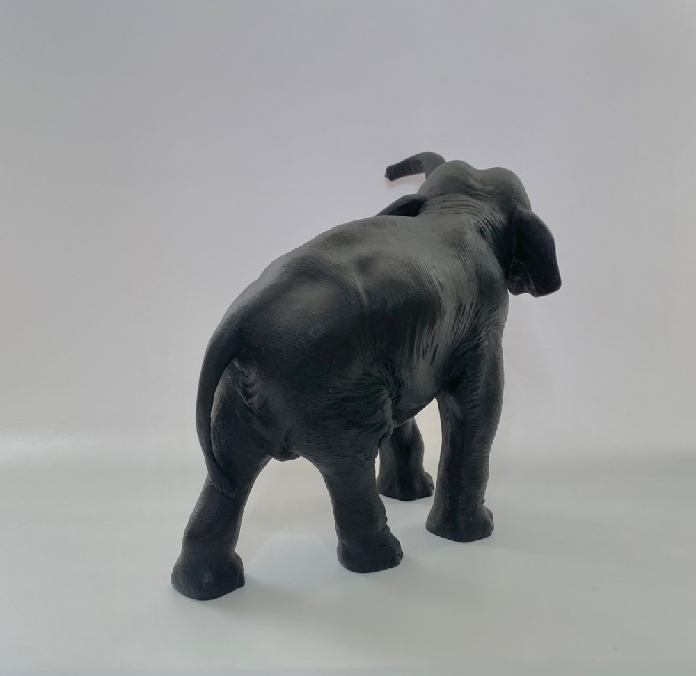 Japanese bronze elephant okimono, Genryusai Seiya, Meiji Period. View III