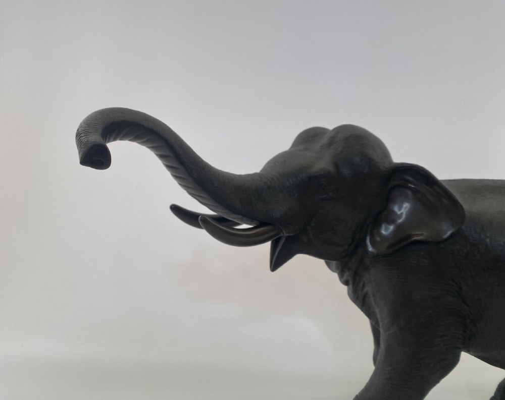 Japanese bronze elephant okimono, Genryusai Seiya, Meiji Period. View IV