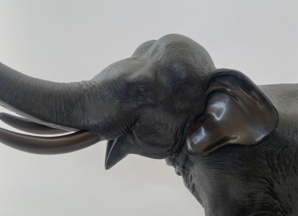 Japanese bronze elephant okimono, Genryusai Seiya, Meiji Period. View VI