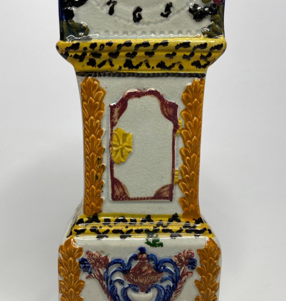 Yorkshire Prattware grandfather clock, c. 1810. View VI