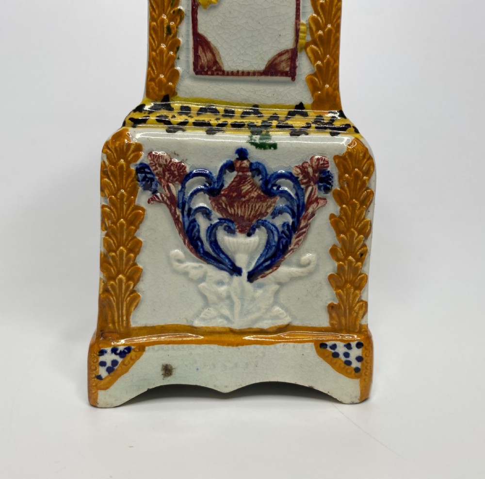 Yorkshire Prattware grandfather clock, c. 1810. View VII