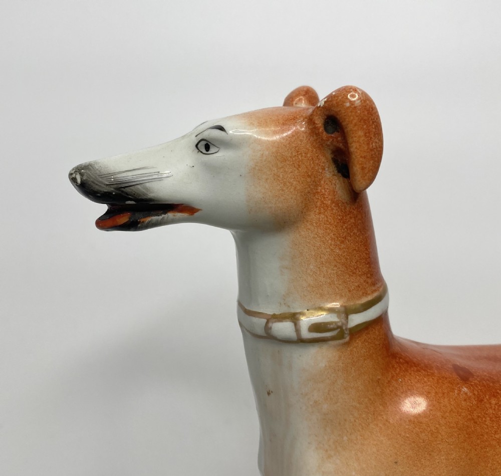 Staffordshire pottery Greyhound, Thomas Parr factory, c. 1850. View II