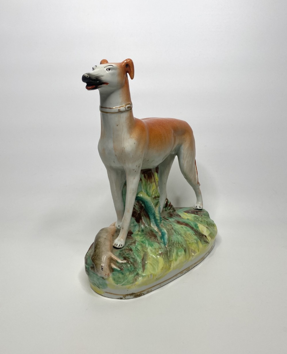 Staffordshire pottery Greyhound, Thomas Parr factory, c. 1850. View III