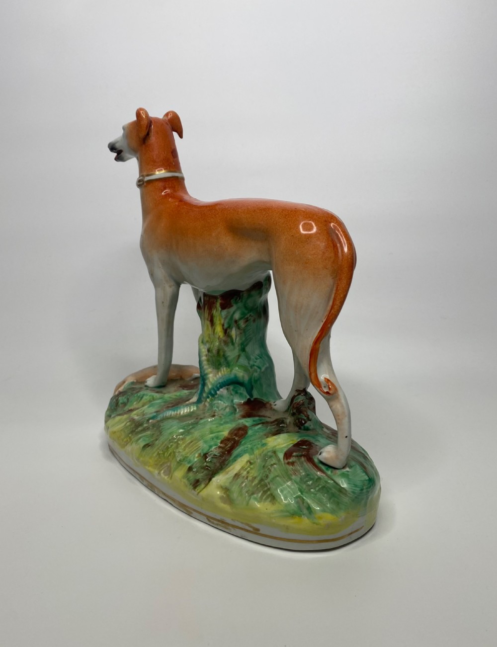 Staffordshire pottery Greyhound, Thomas Parr factory, c. 1850. View VI