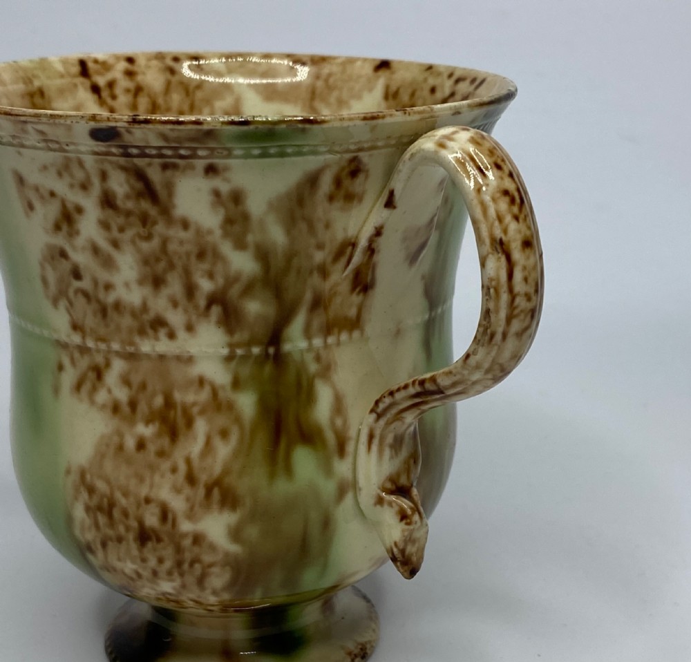 Staffordshire Whieldon glaze loving cup, c. 1760. View IX