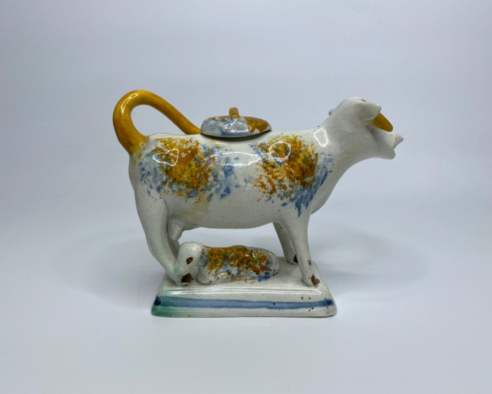 Prattware pottery cow creamer, c. 1810. View II