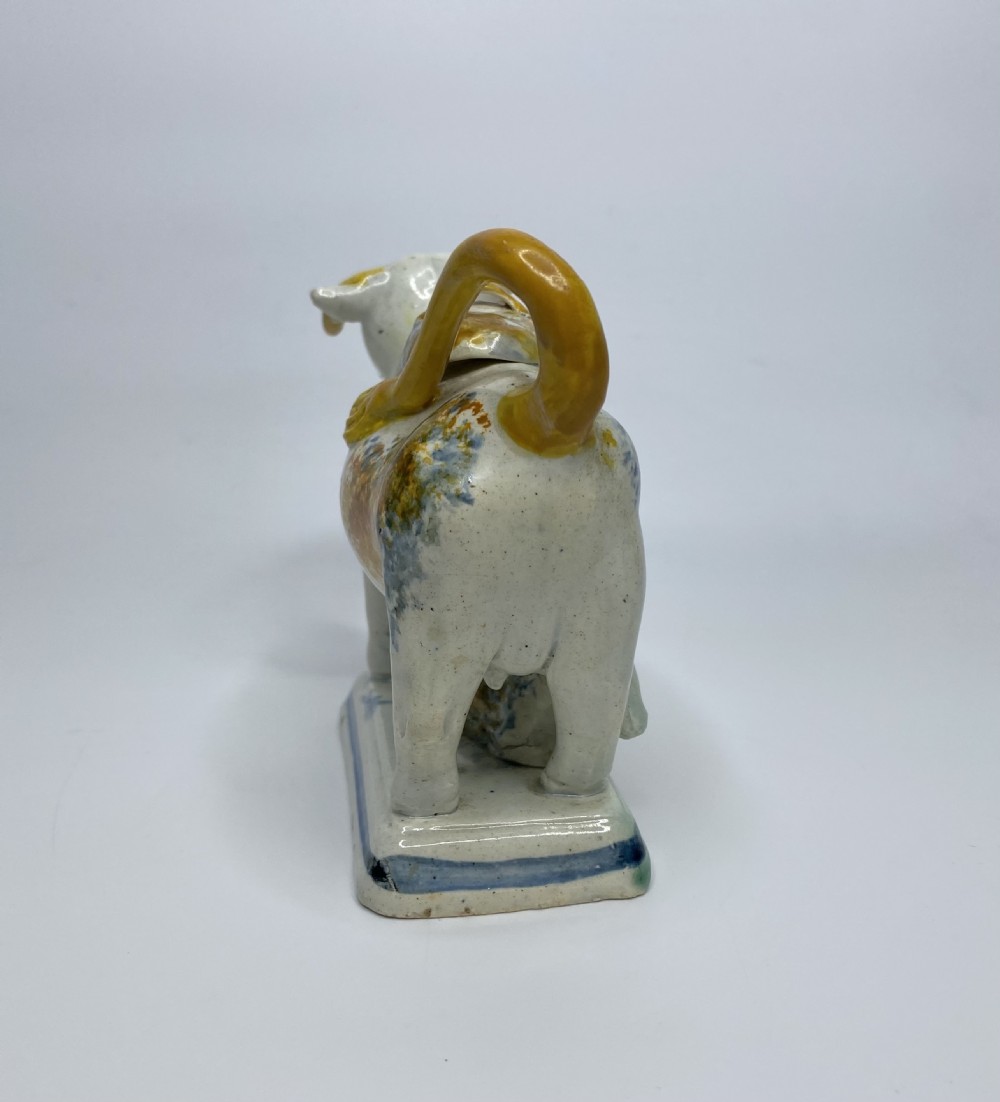 Prattware pottery cow creamer, c. 1810. View III