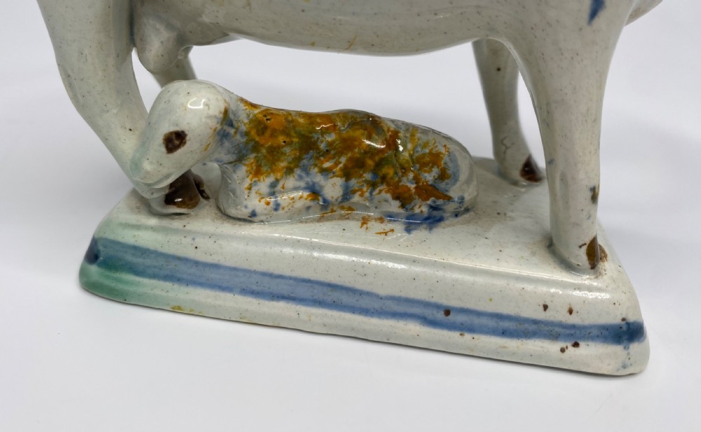 Prattware pottery cow creamer, c. 1810. View V