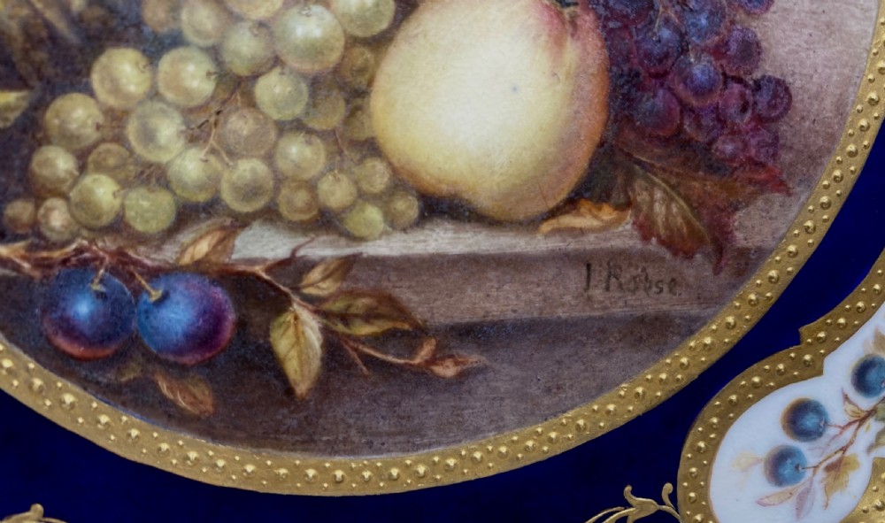 English porcelain plate, Fruit, by James Rouse jnr. c. 1880. View III