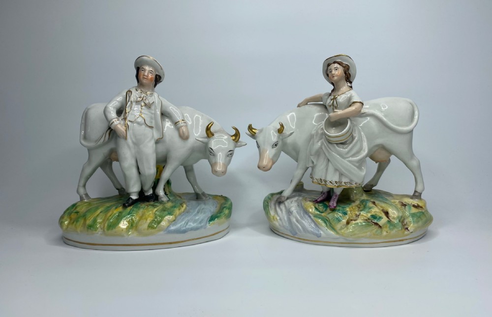 Staffordshire pottery cow groups, c. 1860.