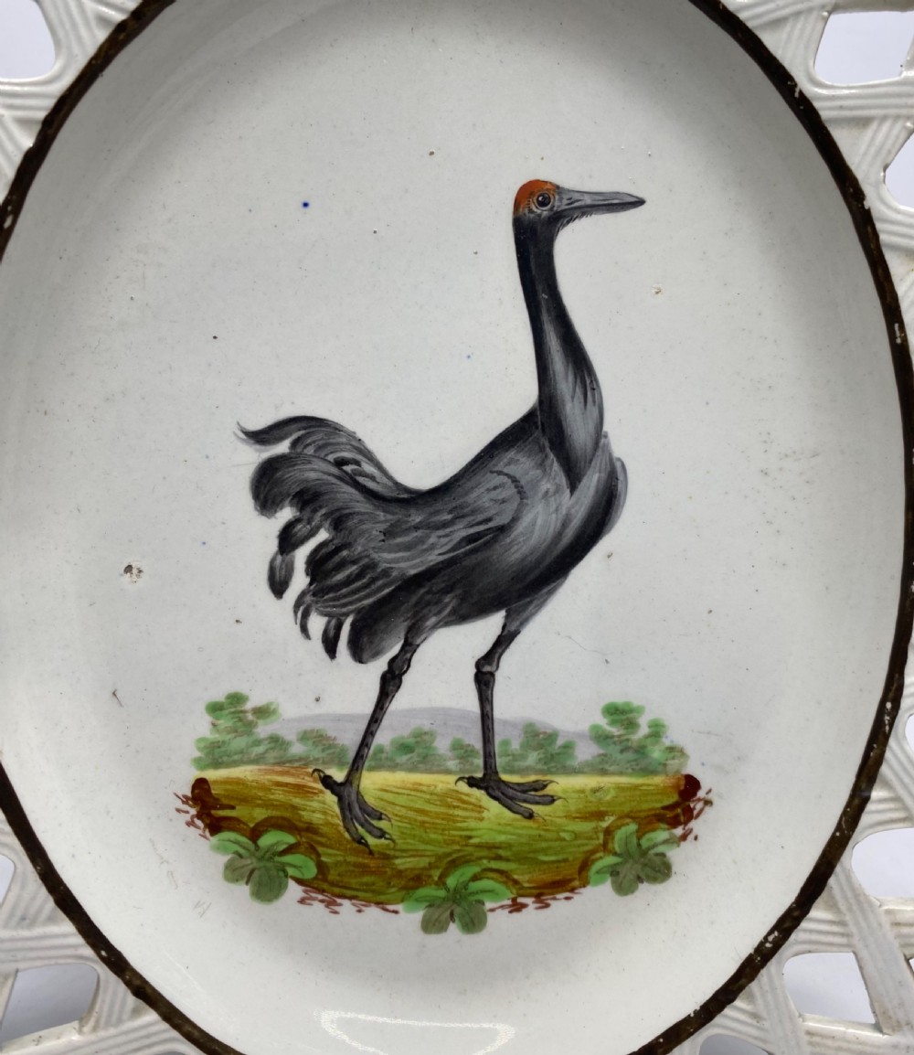 Staffordshire ornithological dish, Common Crane, c. 1810. View II