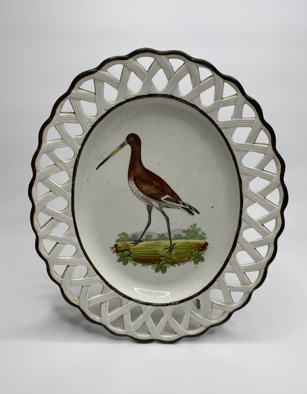 Staffordshire ornithological dish Red Godwit, c. 1810.