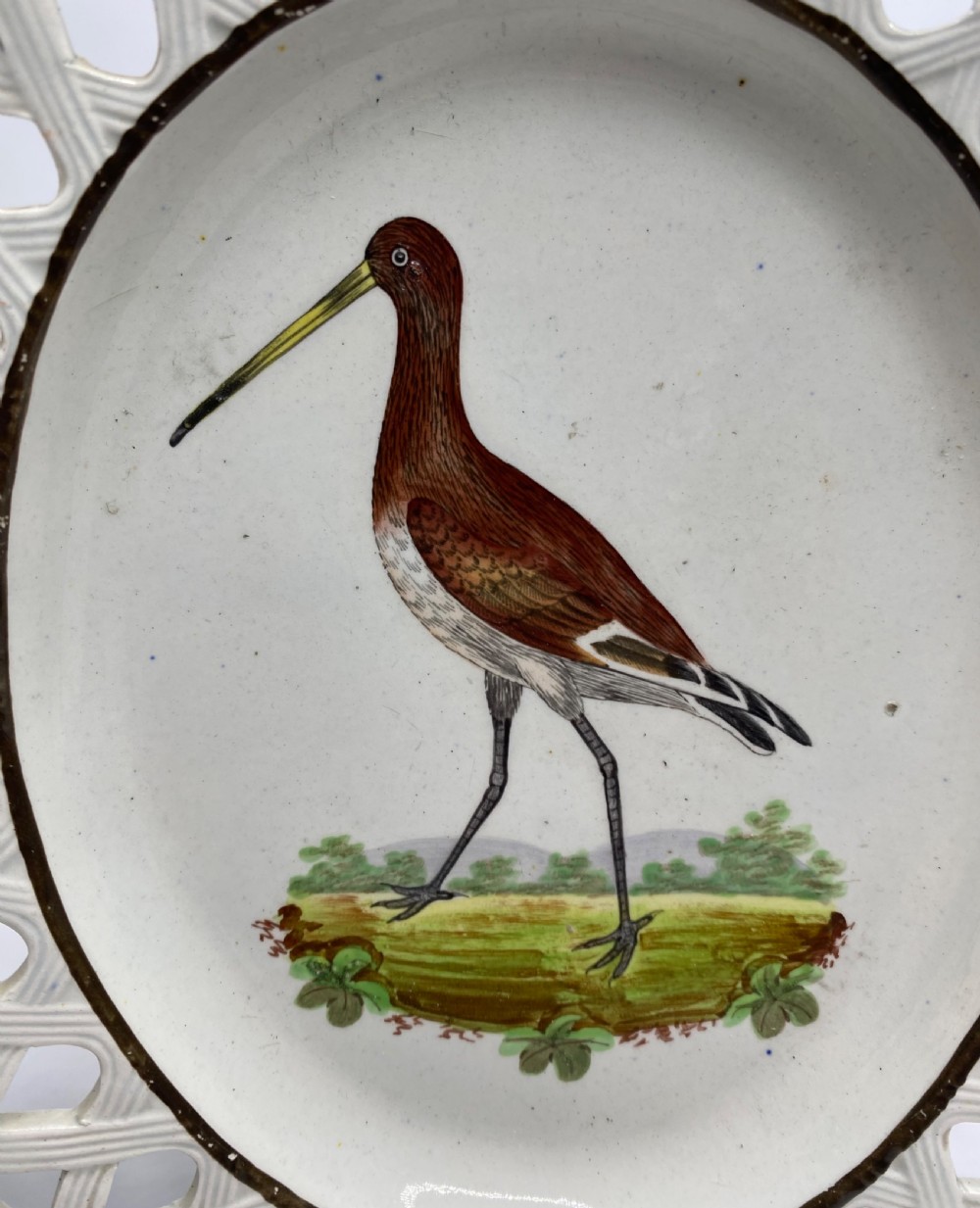 Staffordshire ornithological dish Red Godwit, c. 1810. View II