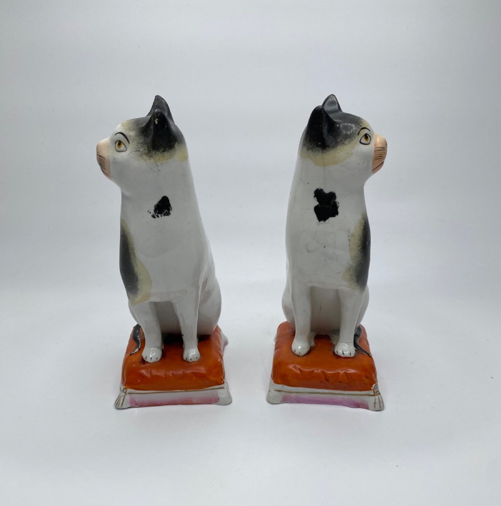 Rare original Staffordshire pottery cats, c. 1850. View VI